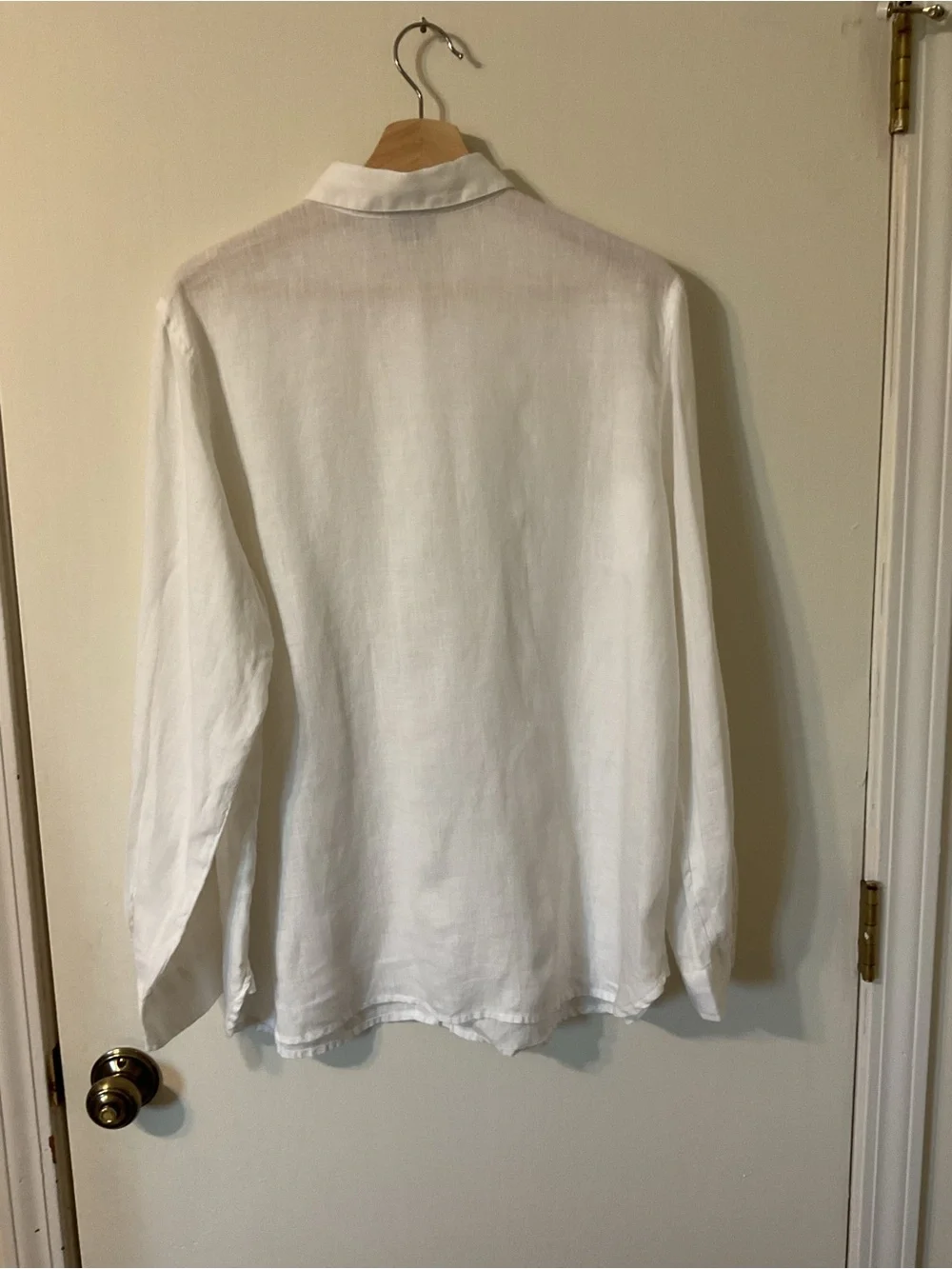 J. Jill 100 % Linen Easy Button Front  Shirt Blouse Top Capsule Size M Medium - Picture 3 of 13
